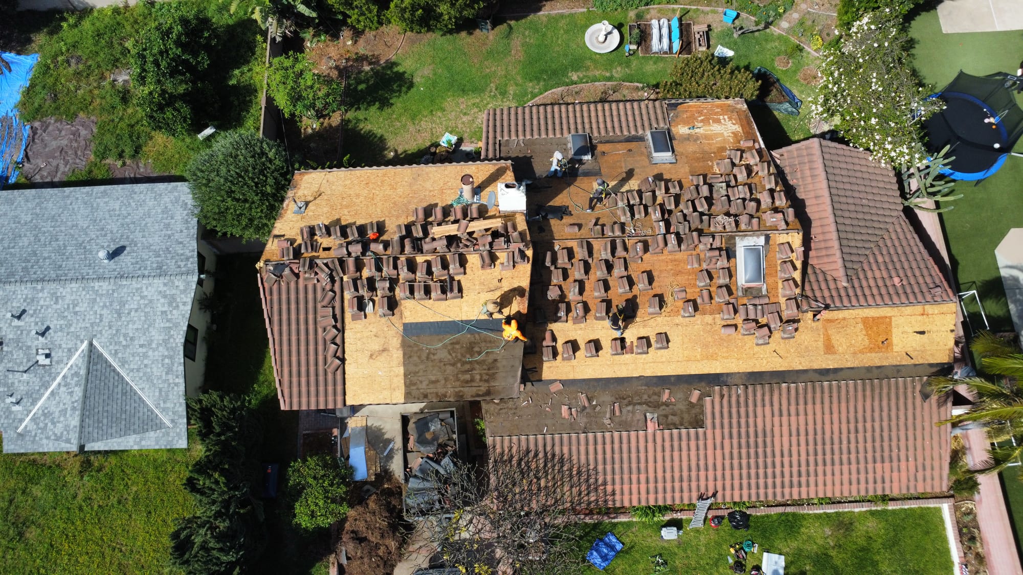 tile-roof-before-buena-park tile roof underlayment Santa Clarita and San Fernando valley and Buena Park