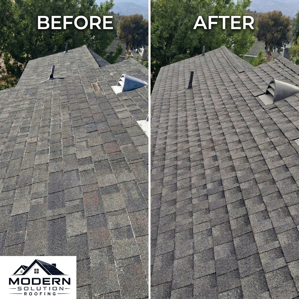 before-and-after-shingles-repair Roofing Services in San Fernando Valley & Santa Clarita